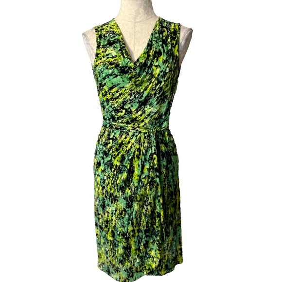 BCBGMaxAzria Meri Dress Black Green S Small Sleeveless Colorful Stretch Sheath - Picture 2 of 10